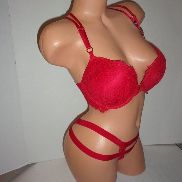 Victoria's Secret Bombshell +2 Cups Bra & Open Strappy Cheeky - Picture 2 of 3